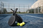 tennis paddles and balls arrangement